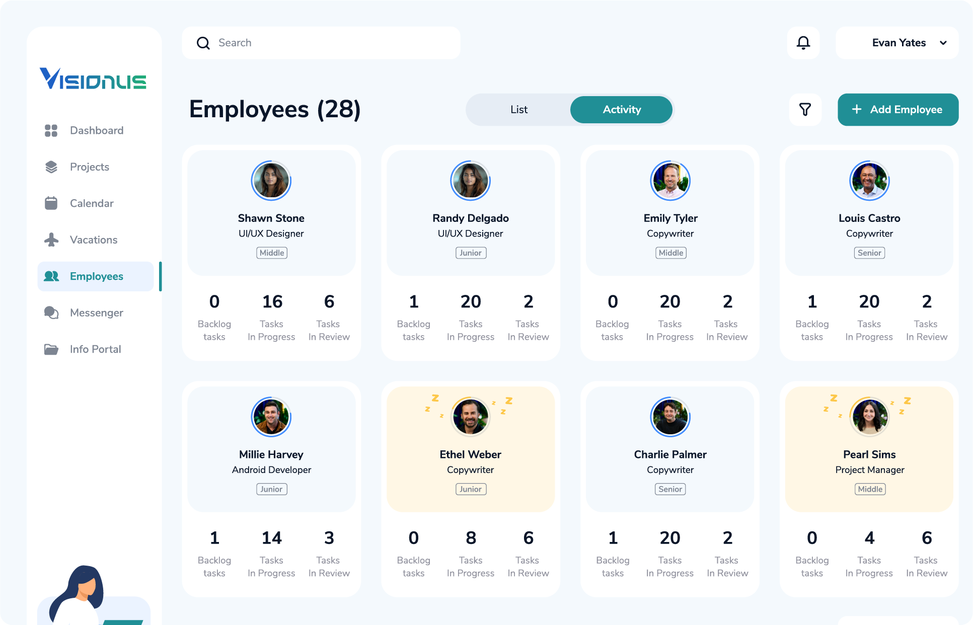CRM sales tracking interface for lead management